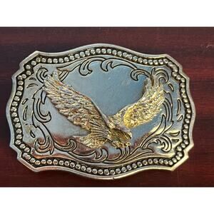 Vintage Soaring Eagle Silver Tone Belt Buckle Made in USA Western Rodeo